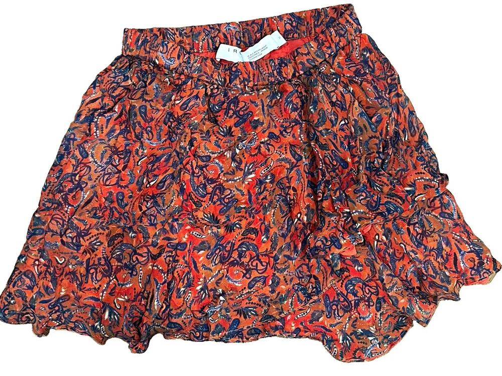 IRO Paris Paisley Print Elastic Waist Skirt Size FR 34 US 2